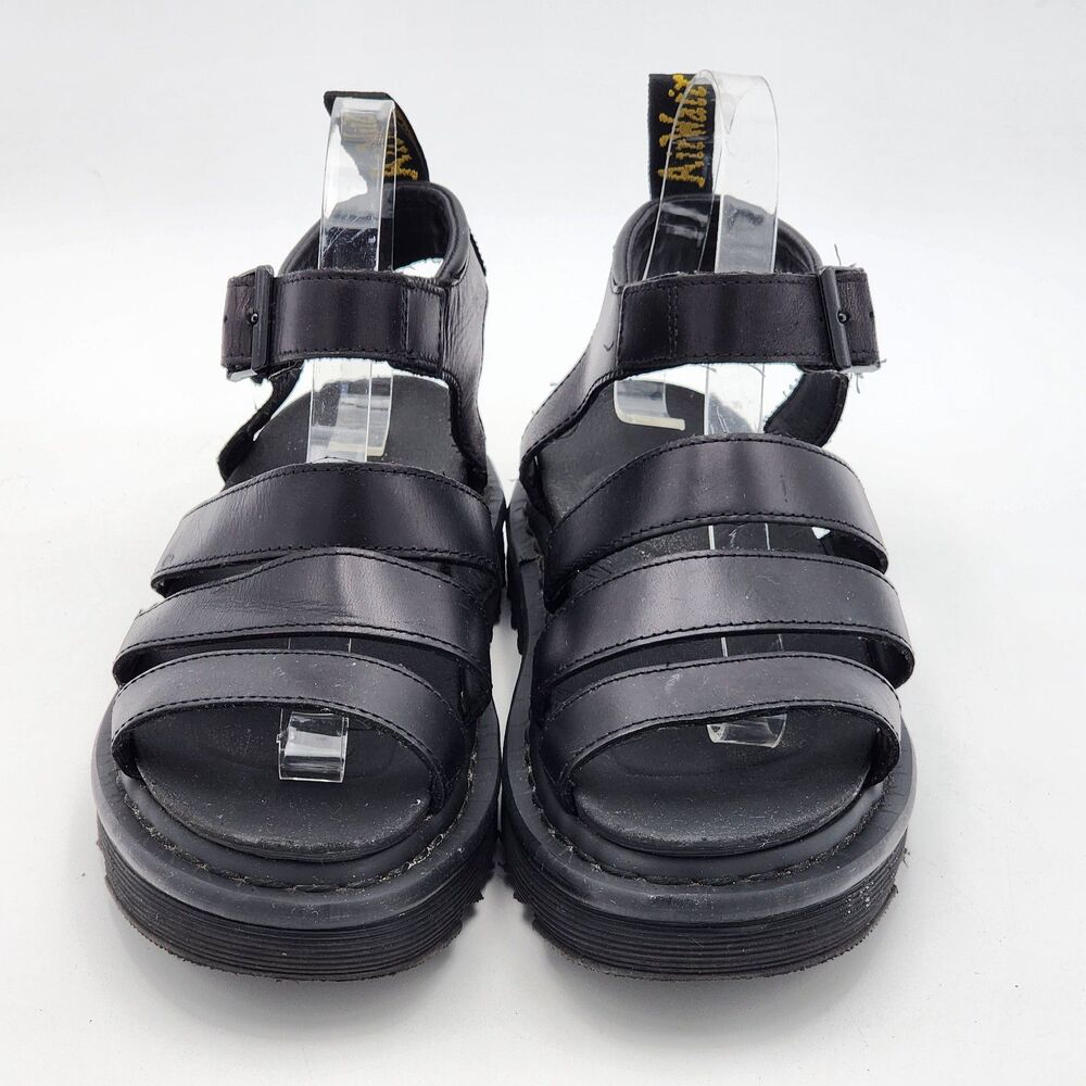 Dr. Martens Blaire Leather Strap Chunky Platform Sandals Black Size 8 - Picture 2 of 8